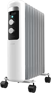 Cecotec Radiador Eléctrico de Aceite Bajo Consumo de 9 Módulos ReadyWarm 950 Space White. 2000W, 3 Niveles de Potencia, Sistema de seguridad y Ruedas, Ideal para 20m², Blanco