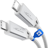 KabelDirekt – Cable USB-C Todo en Uno, USB 3.2 Gen 2, Conectores Metálicos + Diseño Trenzado – 2m (20 Gbit/s para Datos/Video, Carga Rápida 240 W, Cable Universal para Datos/Carga/Monitor, Blanco)