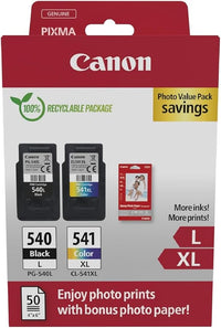 Canon PG-540XL + CL-541XL Fine Cartuchos de Tinta Original + Papel Foto