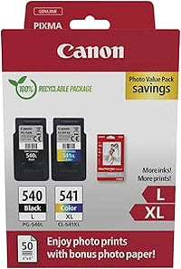 Canon PG-540XL + CL-541XL Fine Cartuchos de Tinta Original + Papel Foto