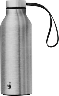 con-tatto Botella térmica con 3 paredes de acero y cobre – Bebidas frías durante 25 horas y calientes durante 15 horas – Banda y tapón Sport Lid incluidos (acero)