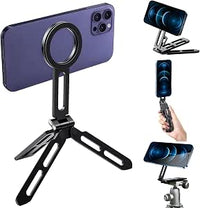Trípode magnético para teléfono, plegable, de aluminio, soporte de escritorio, mango magnético de doble cara para iPhone 17, 16, 15, 14, 13, 12, Pro Max Plus, para video, vlog, viajes