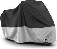 Thumbnail for Favoto Funda para Moto Cubierta de Moto Oxford Impermeable Protectora a Prueba de Sol Lluvia Polvo Viento Nieve Excremento de Pájaro al Aire Libre, 245x105x125cm Negro+Plata