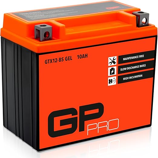 GP-PRO GTX12-BS 12V 12Ah GEL Batteria di avviamento (compatibile con YTX12-BS / 51012) (Esente da manutenzione/Sigillato) Moto Accumulatore