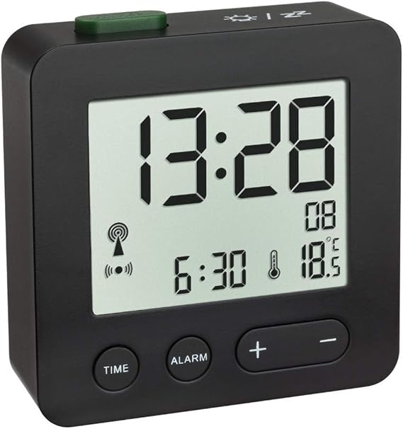 TFA Dostmann Reloj Despertador con Alarma y indicación de Temperatura, Negro, 62x22x68mm (60.2545.01)