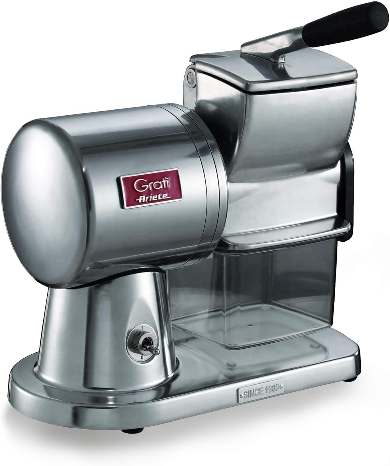 Ariete Gratí Superior - Rallador eléctrico profesional, 350 W, motor de inducción, tolva XL extraíble, color plata
