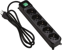 Tecnoware Power Systems Multienchufe - Regleta con 5 Salidas SCHUKO, Italia 10, 16A inclinadas de 45 Grados - Interruptor de luz y Sistemas de Seguridad para niños - Enchufe de Entrada