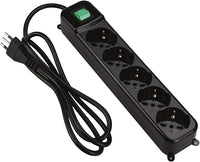 Thumbnail for Tecnoware Power Systems - Multiprise électrique avec 5 sorties SCHUKO/ITALIE 10/16 A inclinées 45°, Interrupteur lumineux, Protection enfant, Câble 150 cm, Noir, 5 Sorties Schuko/Italia, Tecnoware
