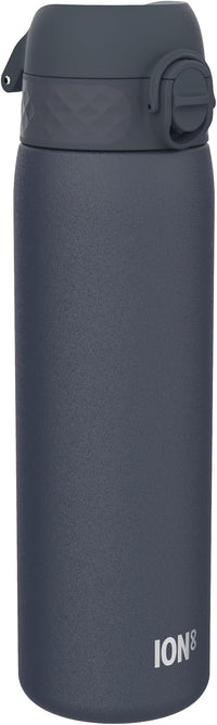 ION8 Botella Agua Inox Ligero, 600ml, Sin Aislamiento, a Prueba de Fugas, Fácil de Abrir, Cerradura Segura, Aptas para Lavavajillas, Fácil de Limpiar, Resistente a Rayones, Azul Marino Ceniza