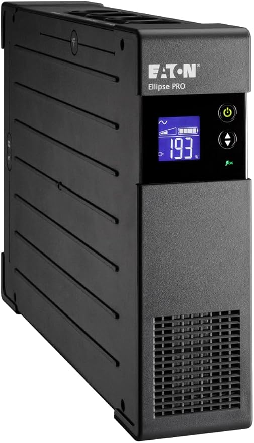 Eaton Ellipse Pro 1200 DIN - Fuente de alimentación ininterrumpida (SAI) - Potencia 1200 VA con protección de sobrevoltaje (8 salidas Schuko) y regulación de voltaje (AVR), Negro