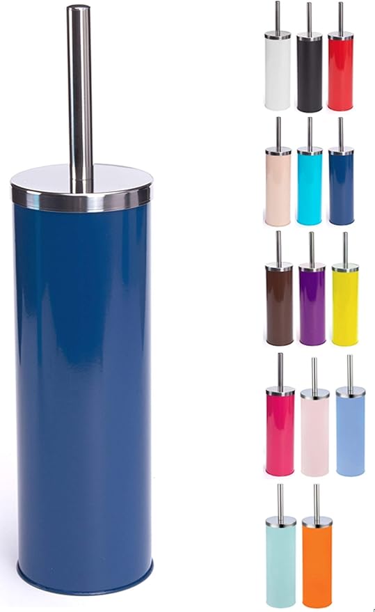 MSV Escobilla de Inodoro de Acero Inoxidable con depósito en Color Azul