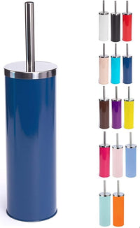 MSV Escobilla de Inodoro de Acero Inoxidable con depósito en Color Azul