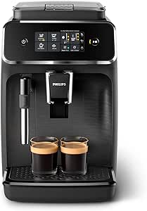 Philips Serie 2200 Cafetera Espresso Automática - 2 Cafés, Pantalla Táctil, Espumador de Leche Clásico, Molinillo Cerámico, Negro Mate (EP2220/10)