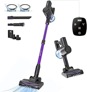Vactidy V8 Pro Aspiradora Sin Cable,25Kpa Menor Ruido Escoba Aspiradora Sin Cable,Autonomía 40 Mins, Batería Extraíble, Cuatro Etapas de Filtración, 3-en-1 Aspirador Vertical para Mascota, Suelo