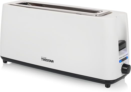 Tristar Tostadora de una ranura larga, 7 niveles de tostado, función recalentar, función descongelar, función elevar, función centrar, función cancelar, blanco, BR-1056