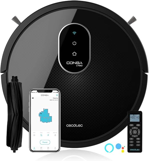 Cecotec Robot Aspirador y fregasuelos Conga 1790 Ultra. iTech SmartGyro, friega, aspira y Barre a la Vez, 2100Pa, App con Mapa, Cepillo para Mascotas, Alexa & Google Assistant
