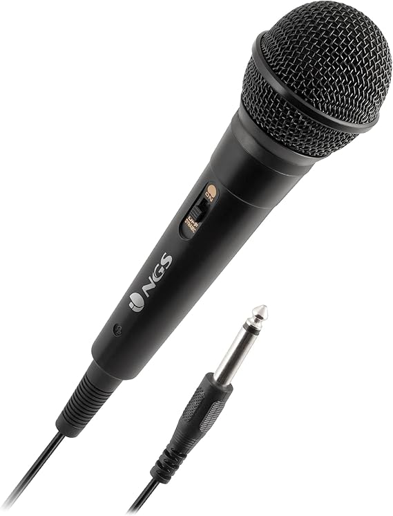 NGS Singer FIRE - Dynamisches Mikrofon, Mikrofon mit 3 Meter Kabel, 6,3 mm Klinkeschluss und EIN/Aus-Taste