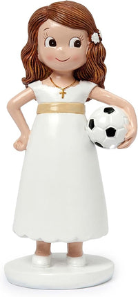 Mopec Y73 Figura para Pastel Comunión niña con Pelota fútbol 13cm, Multicolor, Normal