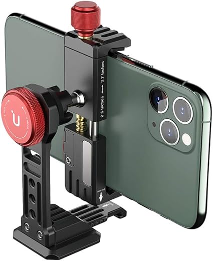 ULANZI ST-14 - Soporte de trípode para teléfono Celular, Adaptador de Aluminio con Zapata fría, Abrazadera de Soporte de teléfono Celular de 360° para iPhone 13 12 11 MAX Pro iPhone X XR XS 6 7 Plus