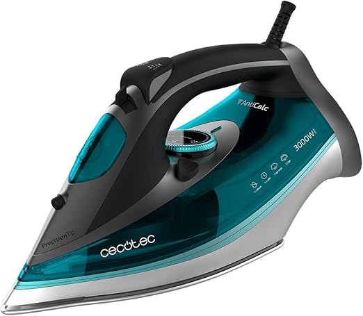 Cecotec Plancha Ropa Vapor Fast&Furious 5040 Absolute. 3000 W, Vapor 65 g/min, Golpe de vapor 230 g/min, Suela Turbo Slide, Modo ECO, Sistema de seguridad autoapagado, Antigoteo