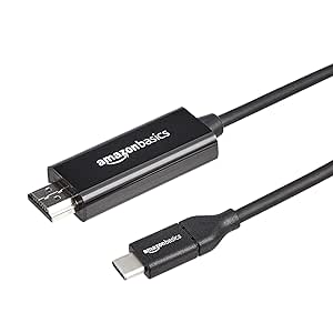 Amazon Basics Cable adaptador unidireccional USB-C (fuente) a HDMI (pantalla) (compatible con Thunderbolt 3), 4K a 30 Hz, 1,8 m, negro