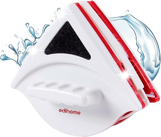 Edihome, Limpia Cristales Magnético, con Doble Lateral para Ventanas de 15-24 mm, Profesional, Limpiacristales, Incluye 6 esponjas, 4 escobillas, 2 ajustadores de esponjas (Set Base)
