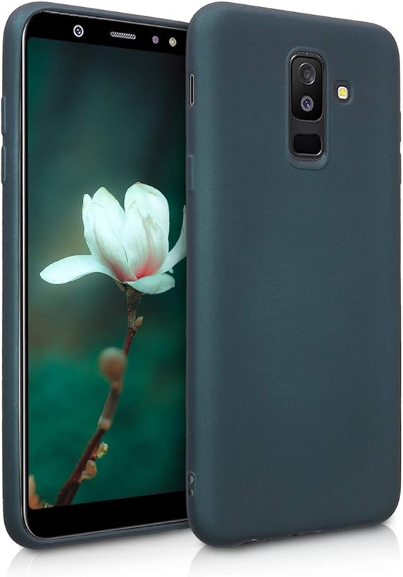 kwmobile Funda para Samsung Galaxy A6+/A6 Plus (2018) Carcasa - Case TPU y Silicona Ultrafino - Antigolpes con Bordes elevados - Apto Carga inalámbrica - petróleo Metalizado
