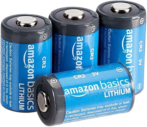 Amazon Basics - Paquete de 4 pilas de litio CR2 de larga duración, 800 mAh, 3 voltios