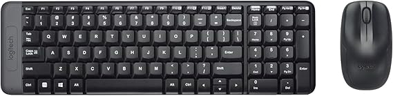 Logitech MK220 Combo con Teclado y Ratón Inalámbrico Compacto para Windows, Inalámbrico a 2,4 GHz con Receptor USB Unifying, Batería para 24 Meses, PC, Portátil, Disposición QWERTY Español - Negro