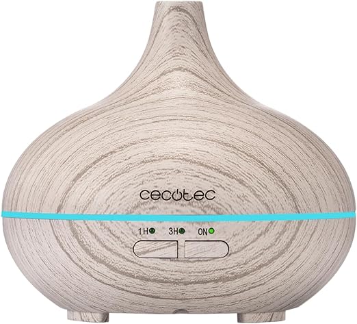 Cecotec Humidificador Ultrasónico con Difusor de Aromas Pure Aroma 150 Yang White. Depósito de hasta 150ml, 7 Colores LED Ajustables, Temporizador 3h, Ultrasilencioso, Función de Aromaterapia