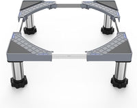DEWEL Base Lavadora, Soporte Lavadora Secadora Carga 350 kg, Secador de base de lavadora de refrigerador, Ajustable de congelador, Ancho 44,5-67cm, Altura 18cm - 22cm(Gris)