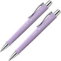 FABER-CASTELL 205090 - Kugelschreiber Poly Ball sweet lilac, 2 Stück, mit auswechselbarer XB Mine, dokumentenecht