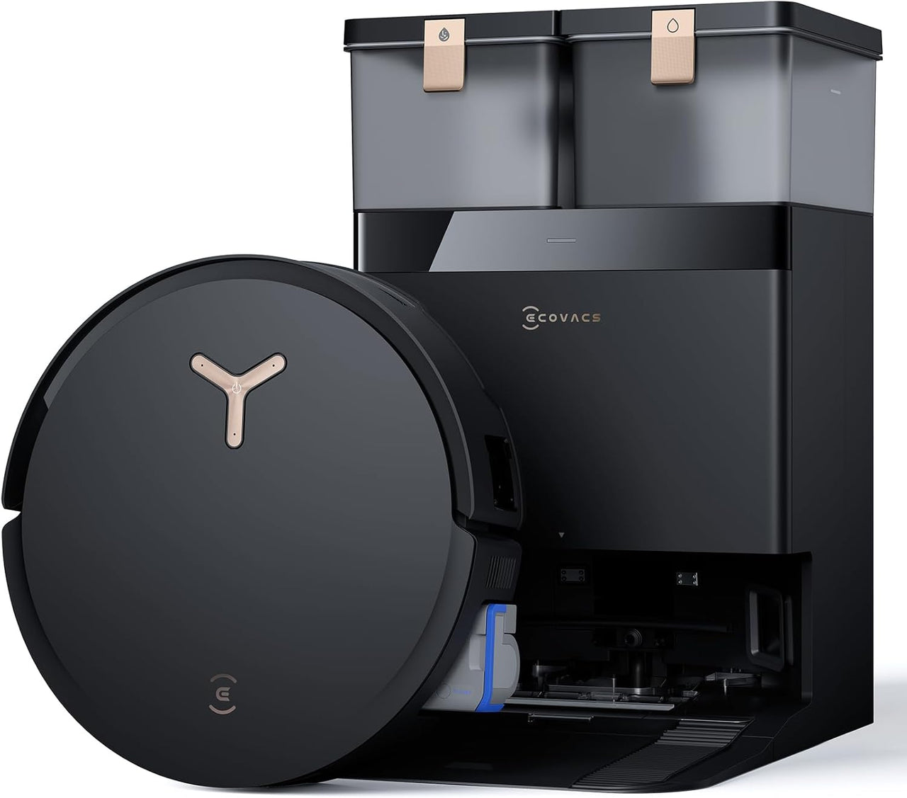 ECOVACS DEEBOT X8 Pro Omni Robot Aspirador y Fregasuelos con Base Automàtico, 18000 Pa, Fregona Autolavante Instantánea OZMO Roller, Lavado con Agua Caliente 75 ℃, Anade Detergente Automatico, Blanco