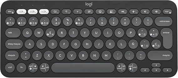 Logitech Pebble Keys 2 K380s, Teclado Bluetooth multidispositivo, accesos directos, estilizado y portátil, Easy-Switch, Windows, macOS, iPadOS, Android, ChromeOS, Disposición QWERTY Españo - Grafito