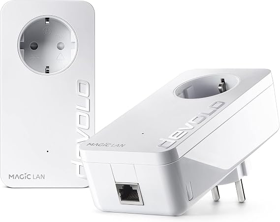 devolo Magic 2 LAN Starter Kit, Adaptador LAN Powerline, hasta 2.400 Mbps, 1x conexión Gigabit LAN, Ideal para Juegos, Blanco