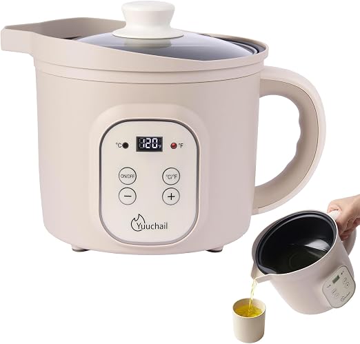 Yuuchail Derretidor de cera eléctrico de 1,5 L con pantalla digital, control preciso de temperatura de 30–150°C, apagado automático de 3 horas y revestimiento antiadherente, olla para derretir cera