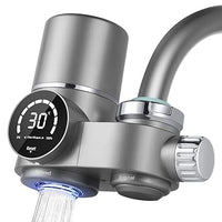 HOTUT Filtro de Agua Potable para el Hogar, Filtro de Agua para Grifo con Luz Azul, Filtro de agua con indicador LED, Filtro Agua Grifo con 1 Cartuchos de Fibra de Carbono, Elimina el Cloro