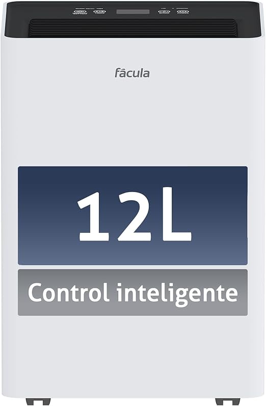 facula - Deshumidificador Siroco 12 l/día | Control Inteligente | Depósito extraíble 3,2l | Secado de Ropa | Temp 1-24h