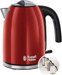 Russell Hobbs Hervidor Agua Eléctrico [1.7 l, acero inoxidable] Colours+ Red (ebullición rápida, filtro antical extraíble, boquilla vertido óptimo, indicador nivel de agua, 2400 W, rojo) 20412-70