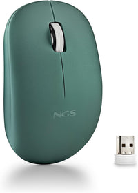 NGS Fog Pro Green - Ratón Inalámbrico Óptico Silencioso 1000 dpi, Verde