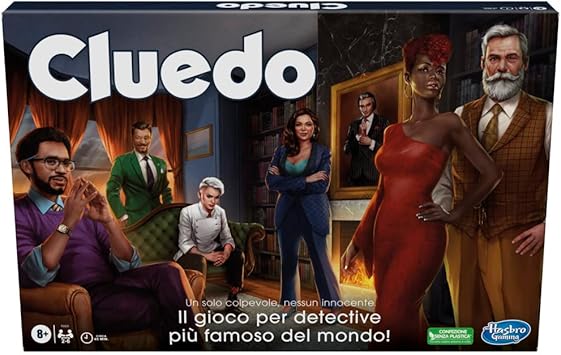 Cluedo Classico Refresh (Juego en Caja, Hasbro Gaming), para niños y niñas a Partir de 8 años, Cluedo revisitado para 2-6 Jugadores, Juegos de Misterio e investigaciones para la Familia