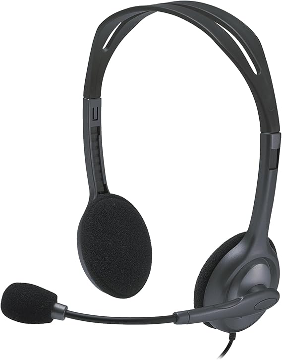 Logitech H111 Auriculares con Cable, Sonido Estéreo con Micrófono Giratorio, Jack 3,5mm, PC/Mac/Portátil/Smartphone/Tablet , Negro