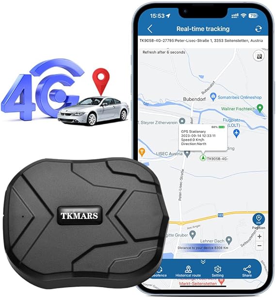 4G TK905 Localizador GPS para Coche,5000mAH Batería 4G Antirrobo Tracker con Imán Fuerte Oculto,Alarma de Vibración,Límite de Velocidad y Geo-Cerca Rastreador GPS, No Suscripción,Gratis App