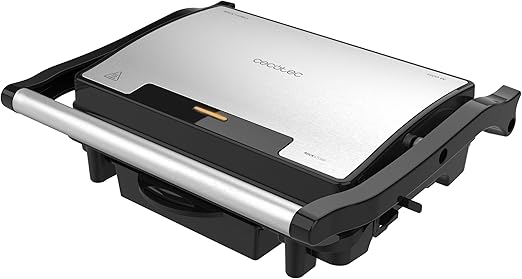 Cecotec Griglia Elettrica Piastra e Tostapane Rock'nGrill Rapid. 1500W, Superficie 24,5 x 17,3 cm, Rivestimento RockStone, Piastra Superiore Adattabile, Vassoio Raccogligocce