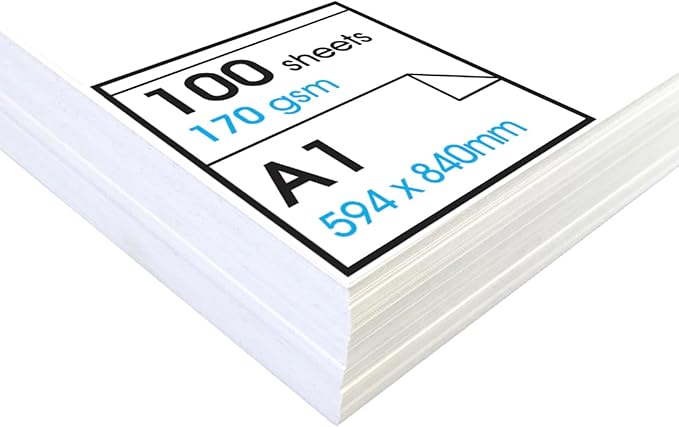 Artway Studio - Papel de Cartucho A1 para Dibujo - Ideal para Aplicaciones de Arte en Seco - 170gsm - A1 (100 Hojas)
