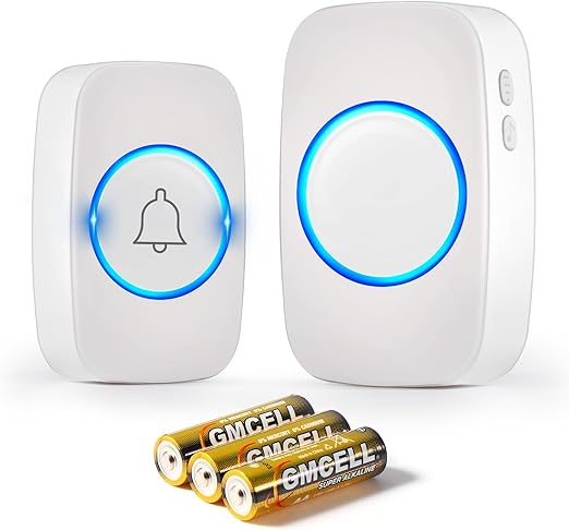 Blendura Campanello Senza Fili da Esterno Impermeabile IP44, Campanello Wireless con Raggio d’Azione 300M, Ricevitore da Interno con 5 Volumi Regolabili, 60 Suonerie, Bianco