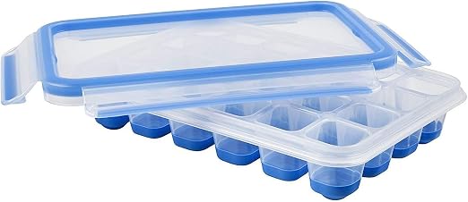 EMSA Clip & Close Frischhaltedose, Eiswürfelform, 22,6 x 16,5 x 4,9 cm, flexibler Boden, Aufbewahrungsbox, 100 Prozent dicht, spülmaschinen-, gefrier-, mikrowellenfest, azul, Made in Germany, 514549