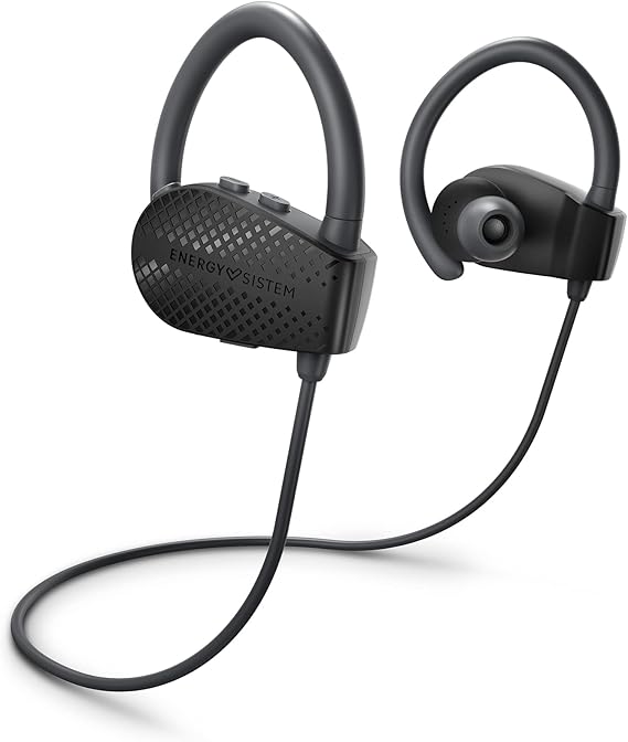 Energy Sistem Auriculares Bluetooth Sport 1+ Black (Bluetooth 5.1, Voice Assistant, Secure-Fit, Sweatproof) Negro