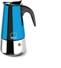 IBILI - Cafetera express Moca Blue, 2 tazas, 100 ml, Acero Inoxidable, Apto para inducción