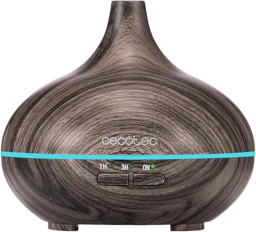 Cecotec Humidificador Ultrasónico con Difusor de Aromas Pure Aroma 150 Yin Grey. Depósito de hasta 150ml, 7 Colores LED Ajustables, Temporizador 3h, Ultrasilencioso, Función de Aromaterapia